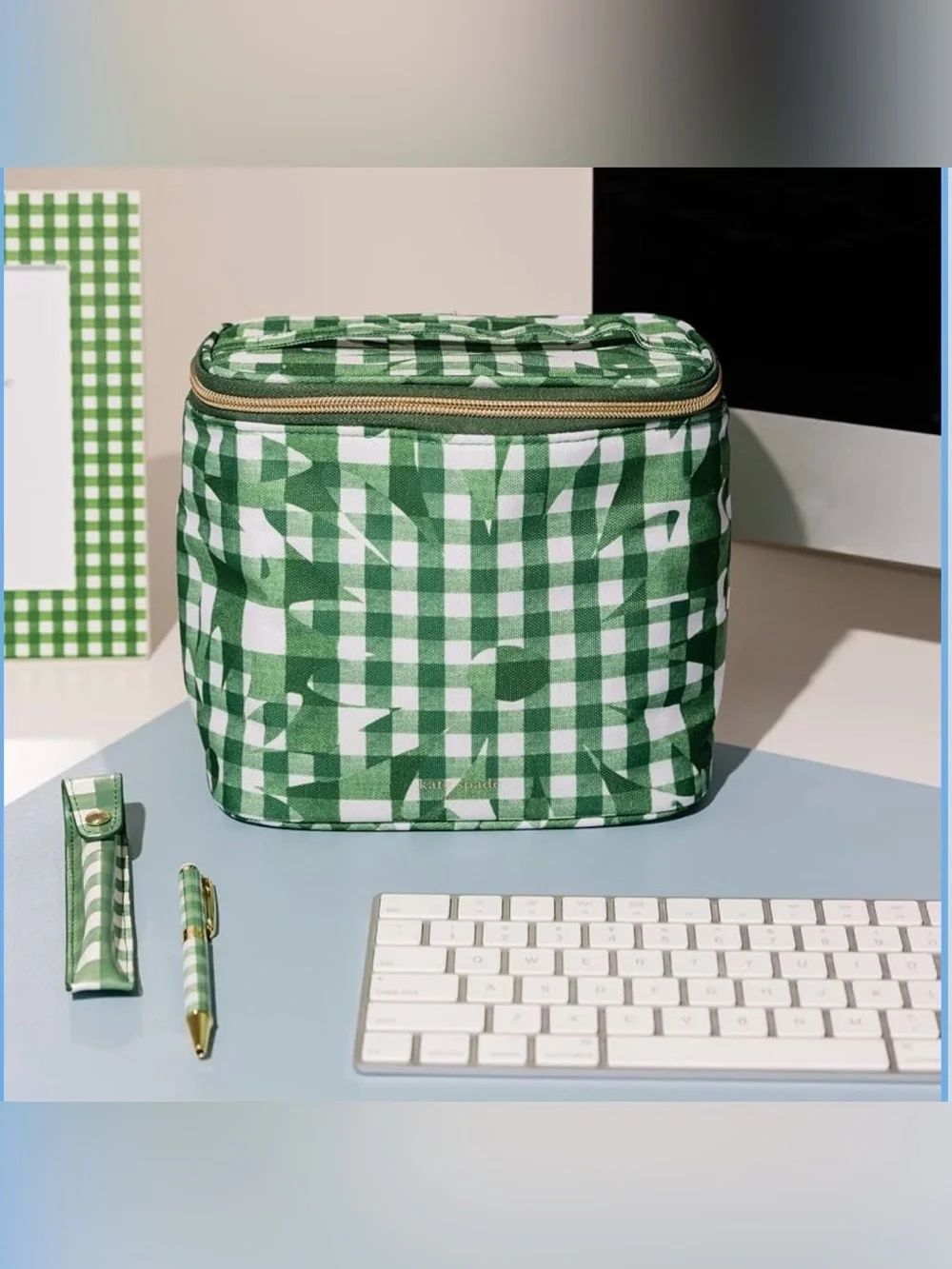 Kate Spade New York Insulated Lunch Tote Thermal Bag  Green, Daisy Gingham